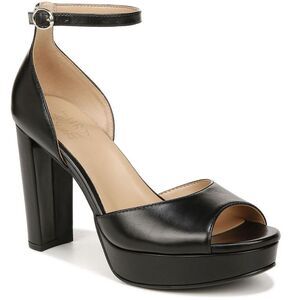 Naturalizer Womens Melina Black Leather Open Toe Platform Pumps Shoes NWT